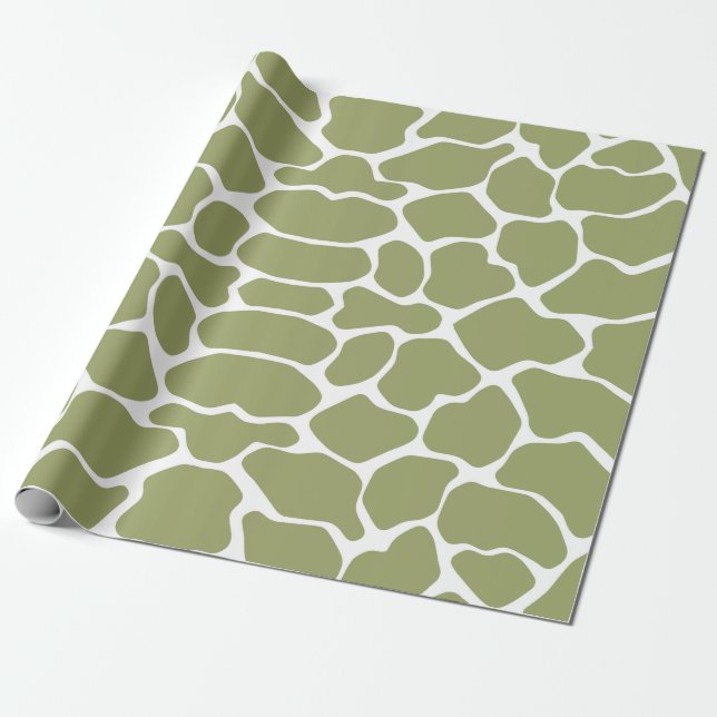 Green Safari Giraffe Wrapping Paper (Unrolled)