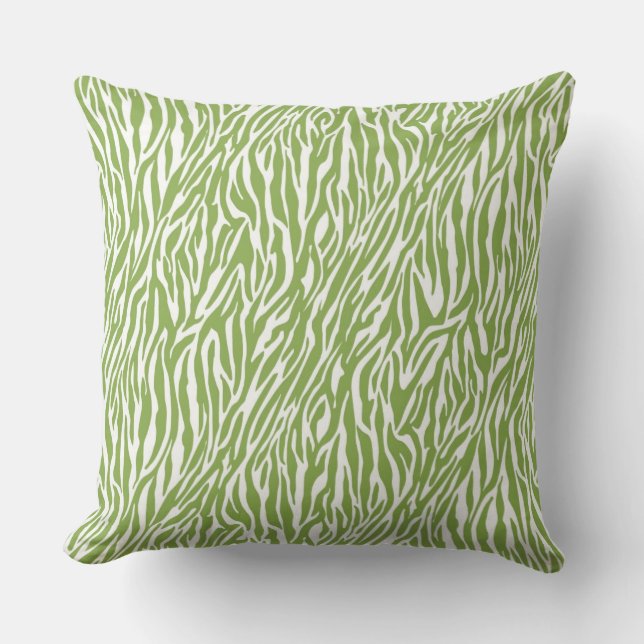 Green Safari Zebra Print Cushion (Front)