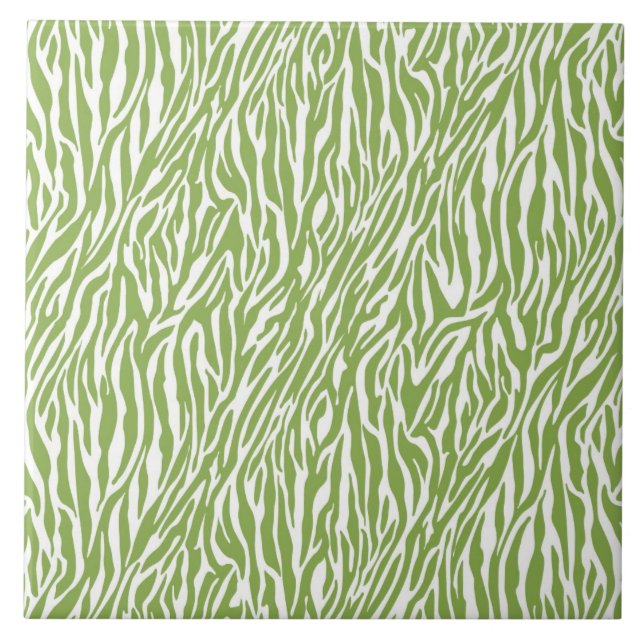 Green Safari Zebra Print Tile (Front)