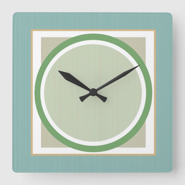 Green Sage and Beige Geometric Wall Clock (Front)