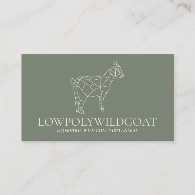 Green Sage Animal Lowpoly Farmer Goat Business Card (Front)
