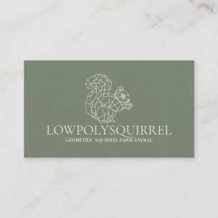 Green Sage Cream Animal Lowpoly Squirrel Business Card