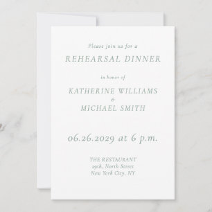Green Sage Elegant Wedding Rehearsal Invitations