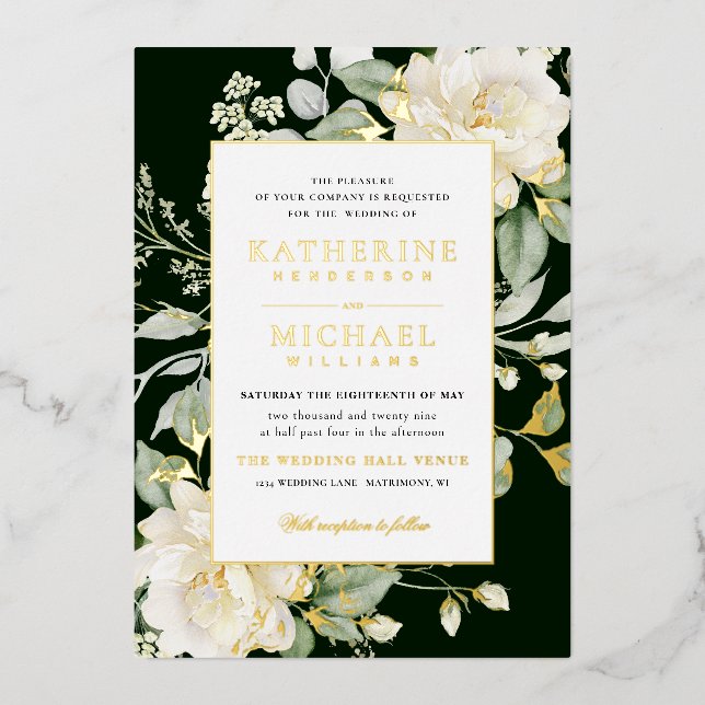 Green Sage Eucalyptus Rose Ivory & QRcode Wedding (Front)