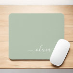 Green Sage Girly Script Monogram Name Modern Mouse Pad<br><div class="desc">Green Sage Monogram Add Your Own Name Mousepad (Mouse Pad). This makes the perfect sweet 16 birthday,  wedding,  bridal shower,  anniversary,  baby shower or bachelorette party gift for someone that loves glam luxury and chic styles.</div>