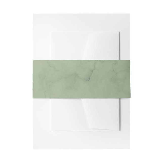 Green Sage Marble Greenery  Modern Wedding Invitation Belly Band (Front Example)