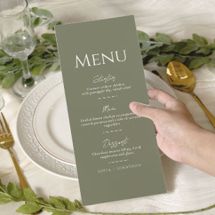 Green Sage Minimalist Elegant Wedding Menu