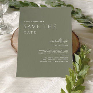 Green Sage Minimalist Elegant Wedding Save The Date