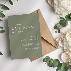 Green Sage Minimalist RAHEARSAL Dinner Wedding Invitation