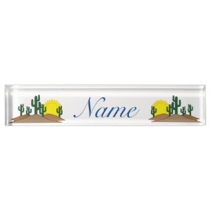 Green Saguaro Cactus Desert Sunrise Thunder_Cove Nameplate
