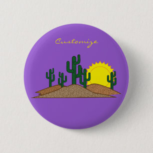 Green Saguaro Cactus Desert Sunset Thunder_Cove 6 Cm Round Badge