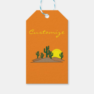 Green Saguaro Cactus Desert Sunset Thunder_Cove Gift Tags