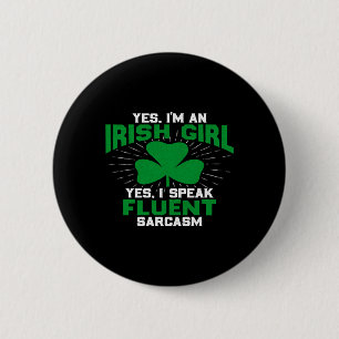 Green Saint Patric Day St Pattys Irish Shamrock 6 Cm Round Badge