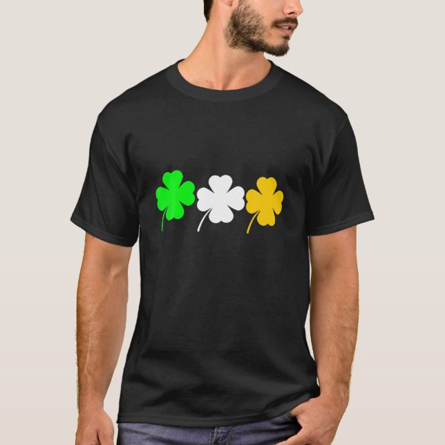 Green Saint Patrick' Day Clover Dandelion Blowing T-Shirt (Front)