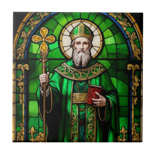 Green Saint Patrick St Patricks Day Stained Glass Tile