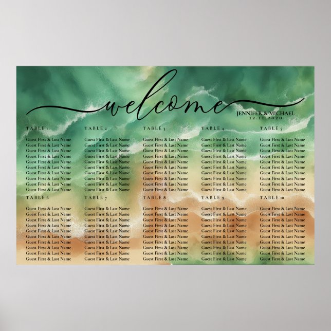 Green Sand Ocean Beach Celebration Welcome Seating Poster (Front)
