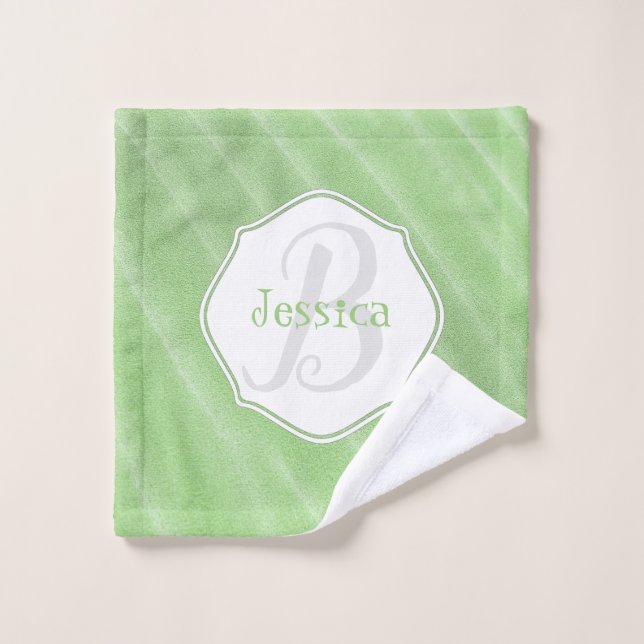 Green Sand Ripples Personalised Bath Towel Set (Wash Cloth)
