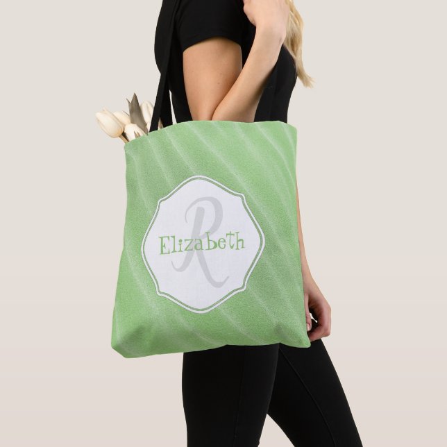 Green Sand Ripples Personalised Tote Bag (Close Up)