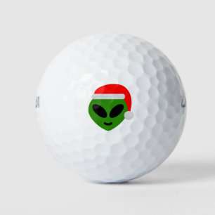 green santa alien emoji golf balls