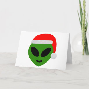 green santa alien emoji holiday card