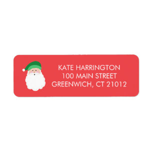 Green Santa Christmas Return Address Label