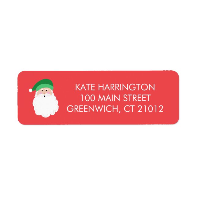 Green Santa Christmas Return Address Label (Front)