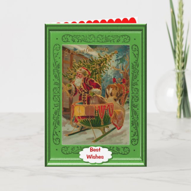 Green santa holiday card (Front)