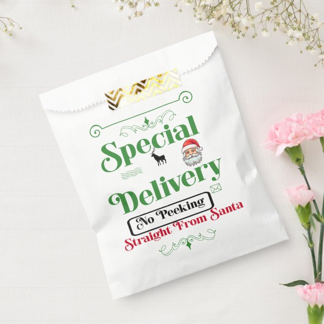 Green Santa Sack North Pole Deer Merry Christmas Favour Bags (Sealed)