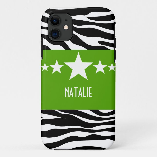Green Sassy Star Zebra BT iPhone 5 Case (Back)