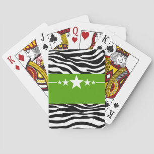Green Sassy Star Zebra Playing Cards