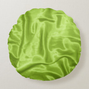 Green Satin-Round Throw Pillow
