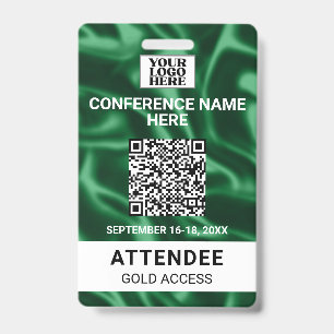 Green Satin Trade Show Conference Event Badge ID Badge