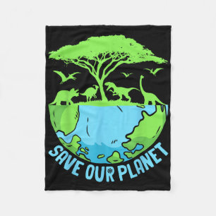 Green Save Our Planet Environmental Earth Day Boys Fleece Blanket