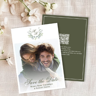 Green Save the Date Wedding Classic Photo 