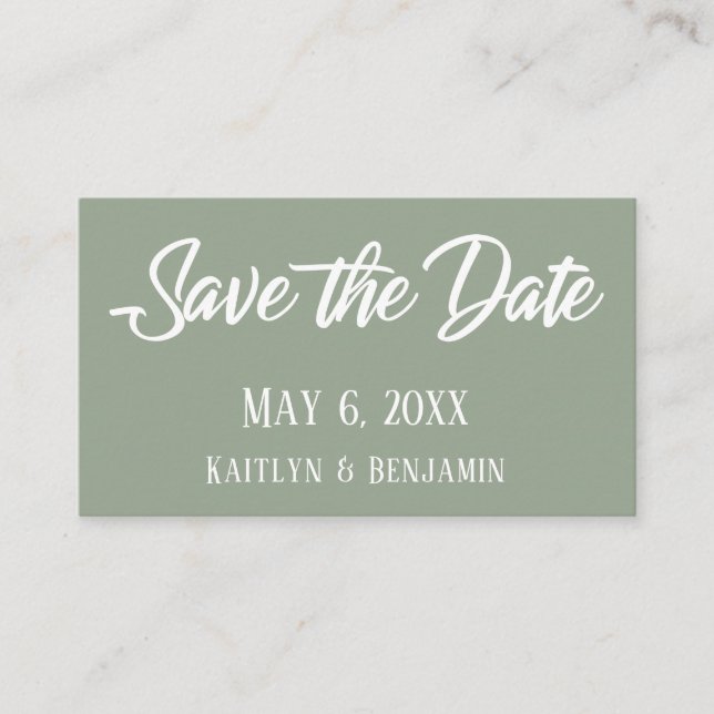 Green Save the Date & Wedding Detail Inserts (Front)