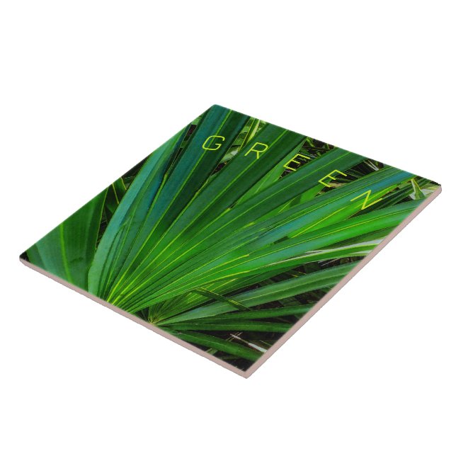 GREEN Saw Palmetto Ceramic Tile (Side)