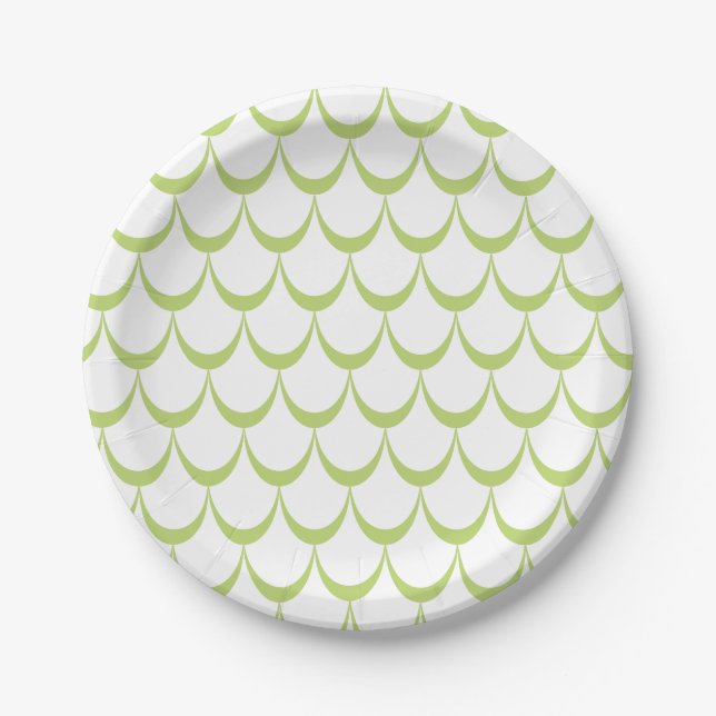 Green Scallop Pattern Paper Plates (Front)