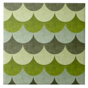 Green Scalloped Dragon Scale Pattern Tile