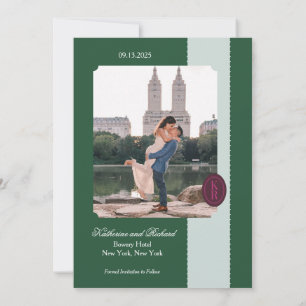 Green Scalloped Edge Save The Date Invitation