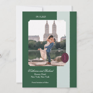 Green Scalloped Edge Save The Date Invitation