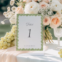Green Scalloped Frame Whimsical Table Number