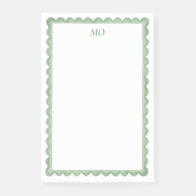 Green Scalloped | Personalised Stationary Post-it Notes (Front)