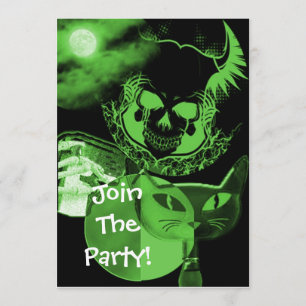 Green Scary Halloween Party Invitations