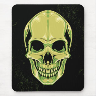 Green Scary Skull On Grunge Background Mouse Pad