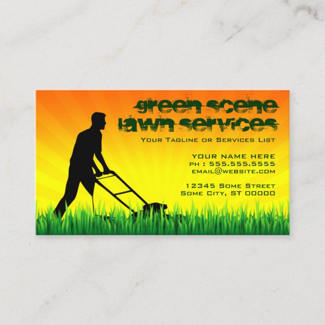 green scene lawn services business card (Front)