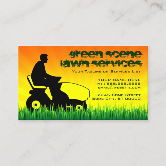 green scene lawn services business card (Front)