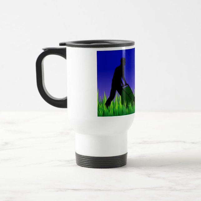 green scene lawn services travel mug (Left)