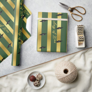 Green School College University Graduation Class Wrapping Paper
