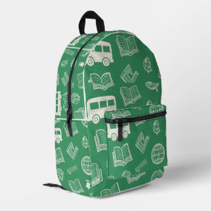 Green School Doodle Printed Backpack
