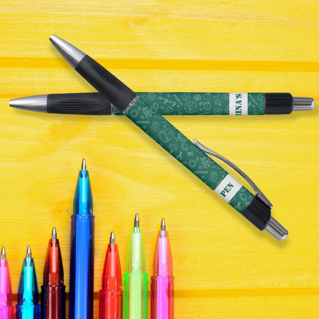 Green School elements Pencil pattern personalised (Green School elements Pencil pattern personalized Pen)